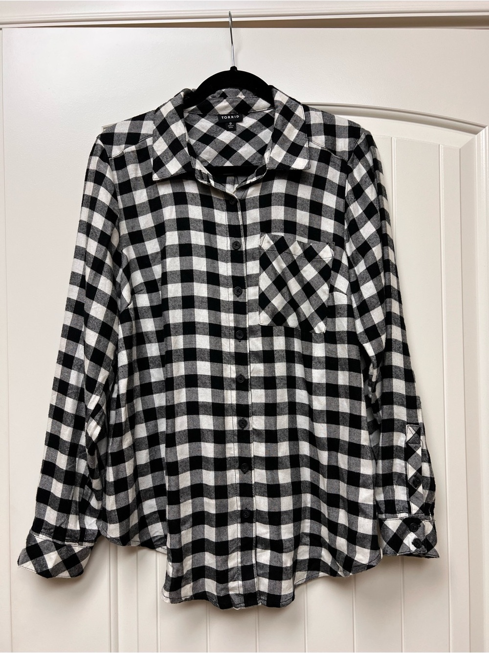 Torrid Black & White plaid button down flannel shirt - 0